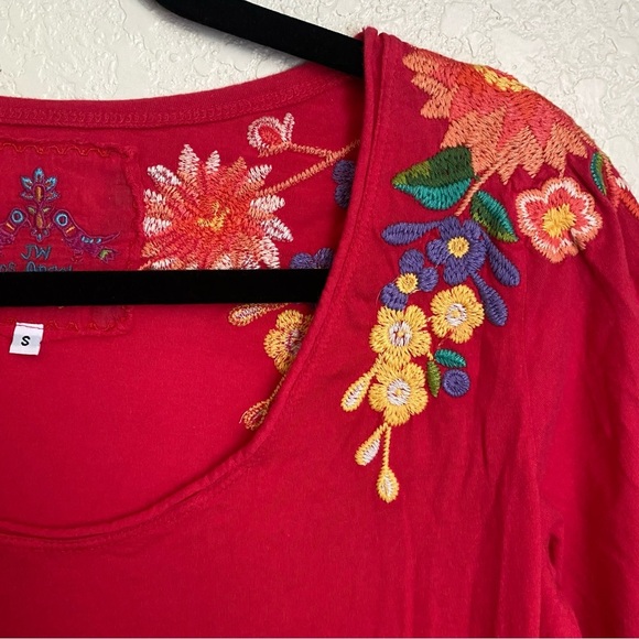 Johnny Was red A line embroidered dress cotton - Picture 2 of 10